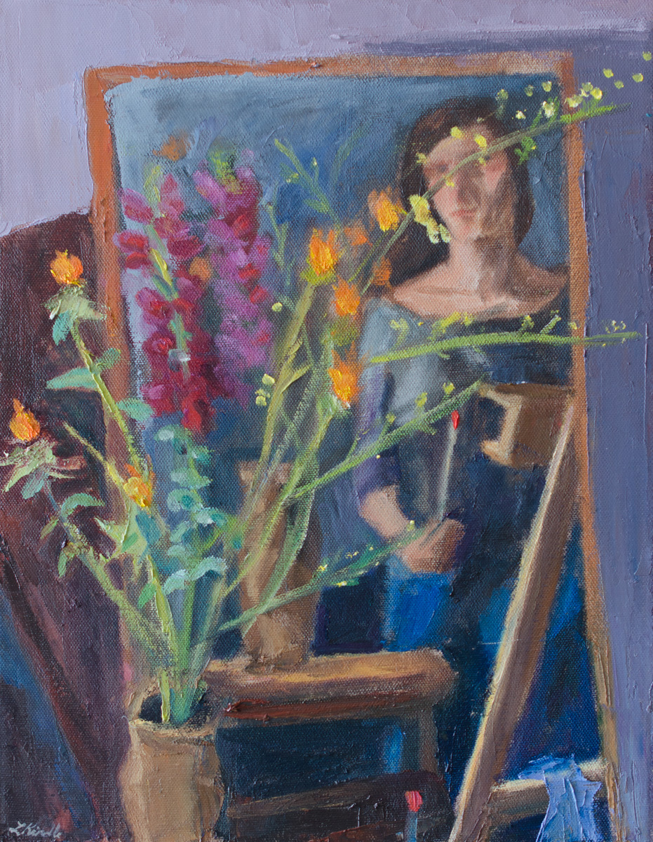 Self Portrait Behind Flowers  Image